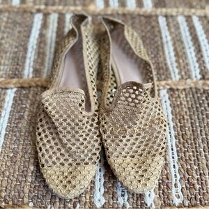 Zara Dye Cut Straw Flats